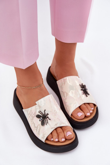 Čibas no dabīgas ādas Sieviešu Z Broszką Vinceza 66752 smilšu krāsas