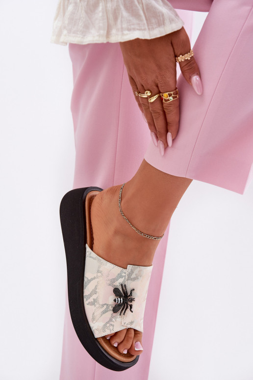 Čibas no dabīgas ādas Sieviešu Z Broszką Vinceza 66752 smilšu krāsas Čibas no dabīgas ādas Sieviešu Z Broszką Vinceza 66752 smilšu krāsas