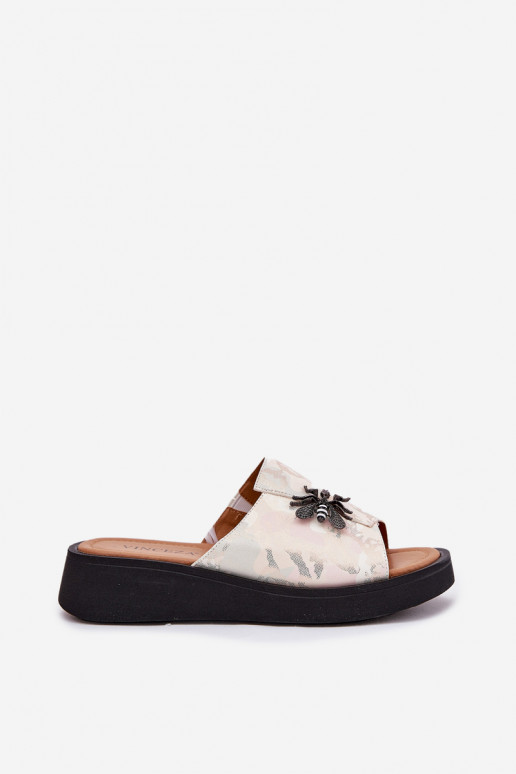 Čibas no dabīgas ādas Sieviešu Z Broszką Vinceza 66752 smilšu krāsas Čibas no dabīgas ādas Sieviešu Z Broszką Vinceza 66752 smilšu krāsas