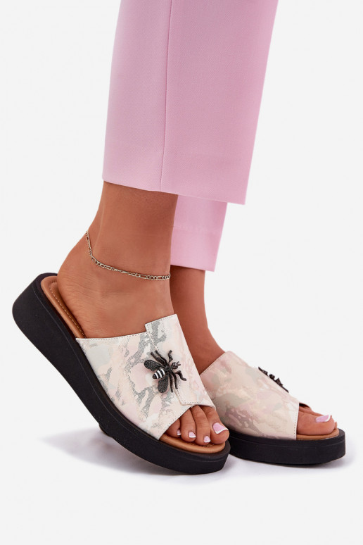 Čibas no dabīgas ādas Sieviešu Z Broszką Vinceza 66752 smilšu krāsas Čibas no dabīgas ādas Sieviešu Z Broszką Vinceza 66752 smilšu krāsas