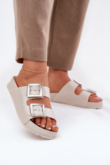 Smaržīgs sieviešu čības ar sprādzēm Un mirdzēt ZAXY RR285056 smilšu krāsas