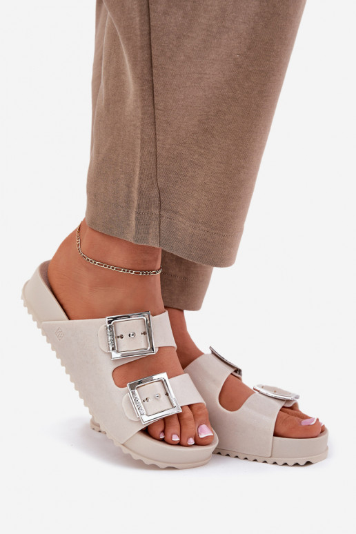 Smaržīgs sieviešu čības ar sprādzēm Un mirdzēt ZAXY RR285056 smilšu krāsas