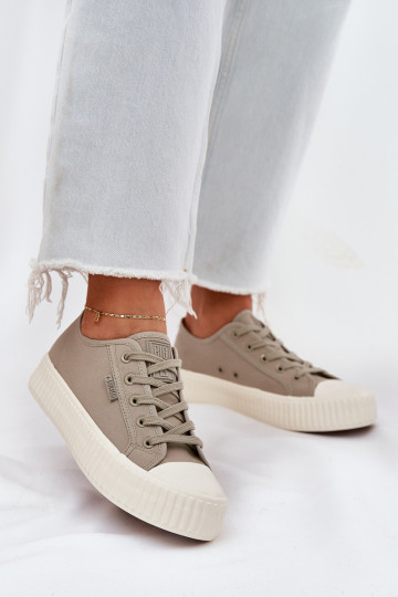 Auduma sieviešu puszābaki ar platformu Big Star RR274779 Pelēkas krāsas