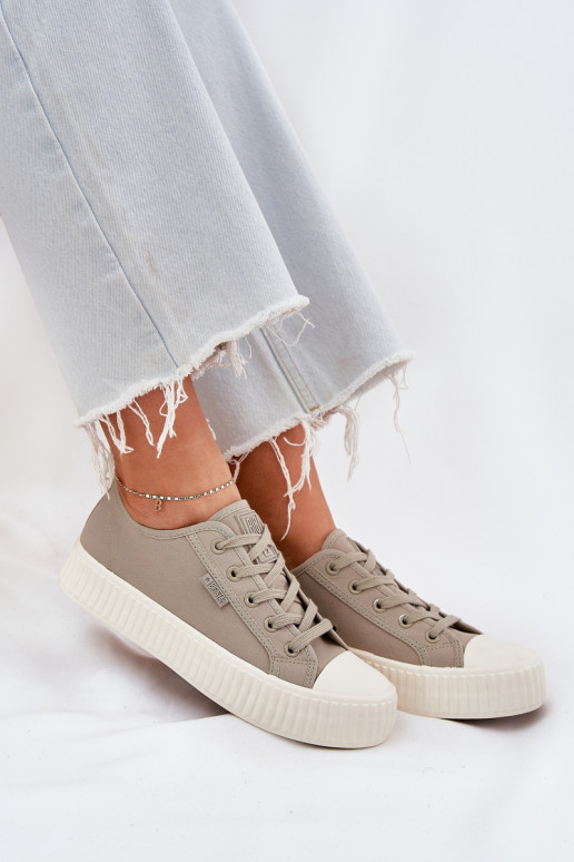 Auduma sieviešu puszābaki ar platformu Big Star RR274779 Pelēkas krāsas