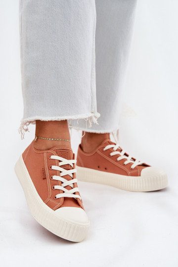 Auduma sieviešu puszābaki ar platformu Big Star RR274778 oranžas krāsas