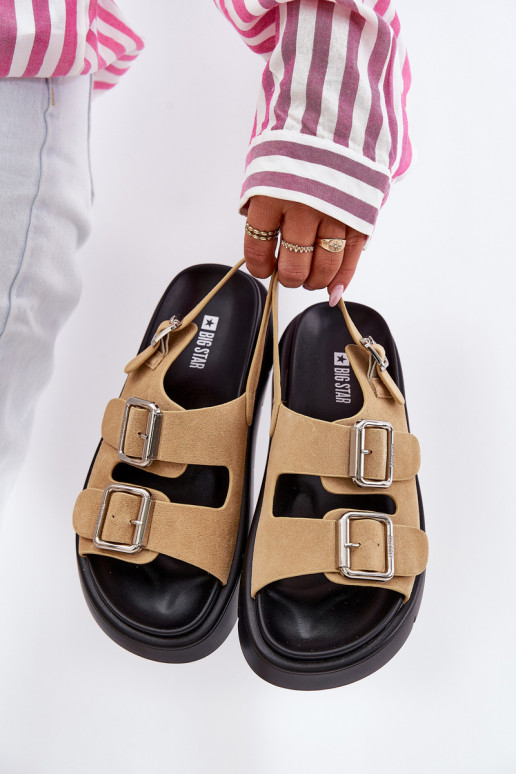 Zamšādas basenes ar sprādzēm Big Star RR274665 smilšu krāsas