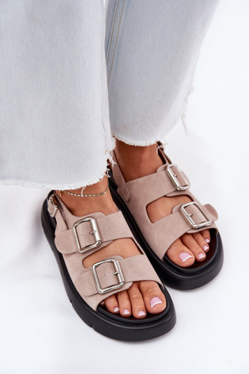 Zamšādas basenes ar sprādzēm Big Star RR274663 Gaiši sārtas krāsas