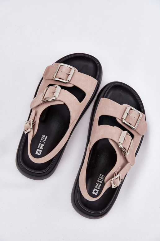 Zamšādas basenes ar sprādzēm Big Star RR274663 Gaiši sārtas krāsas