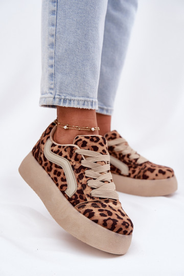Sneakers modeļa apavi Sieviešu ar platformu ar leoparda kažokādas rakstu Tellnira 2