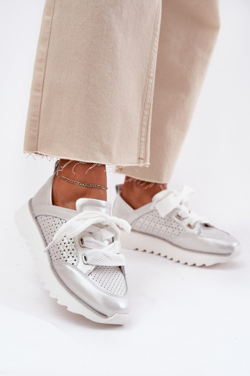 Āda Sneakers modeļa apavi Sieviešu ar platformu D&A LR51-796 Sudraba krāsas