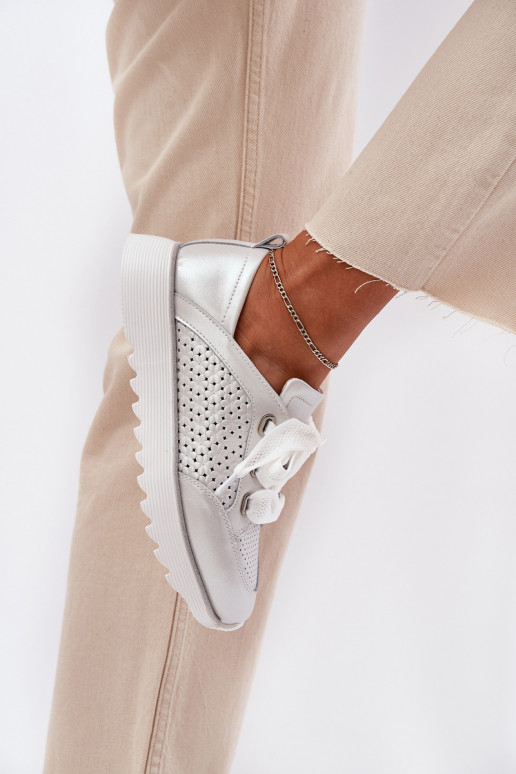 Āda Sneakers modeļa apavi Sieviešu ar platformu D&A LR51-796 Sudraba krāsas