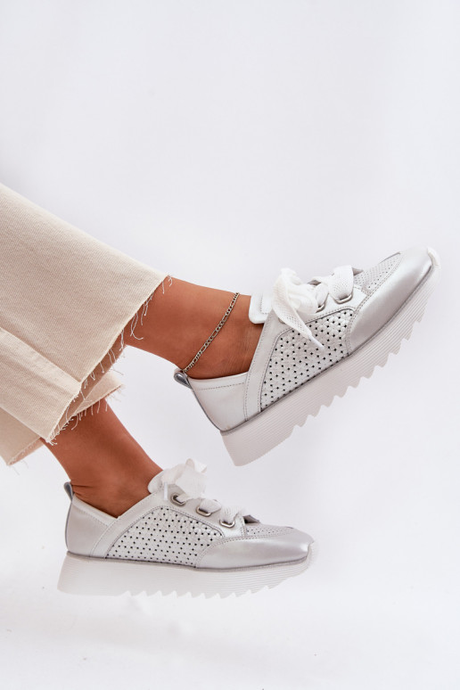 Āda Sneakers modeļa apavi Sieviešu ar platformu D&A LR51-796 Sudraba krāsas