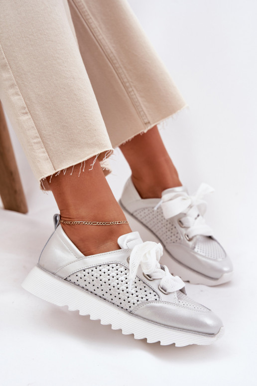 Āda Sneakers modeļa apavi Sieviešu ar platformu D&A LR51-796 Sudraba krāsas