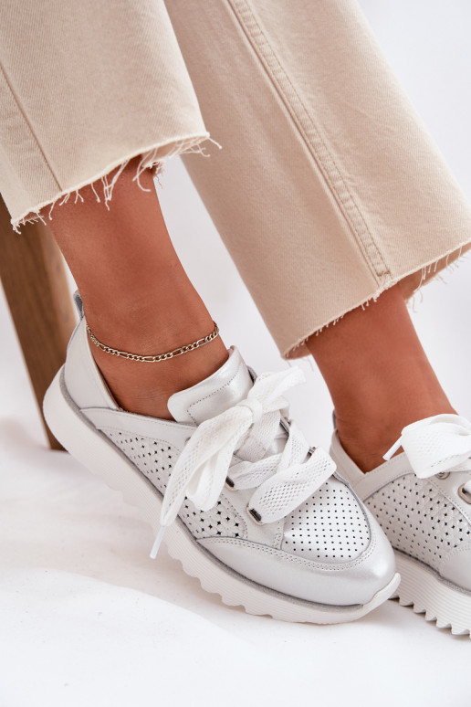 Āda Sneakers modeļa apavi Sieviešu ar platformu D&A LR51-796 Sudraba krāsas