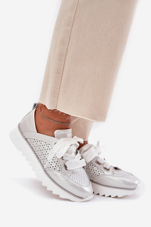 Āda Sneakers modeļa apavi Sieviešu ar platformu D&A LR51-796 Sudraba krāsas