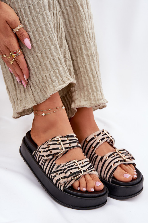 sieviešu čības ar sprādzēm ar platformu Zebra Nilatha