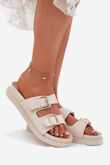 sieviešu čības Ze Zelta krāsasmi ar sprādzēmmi smilšu krāsas Sonarea 2