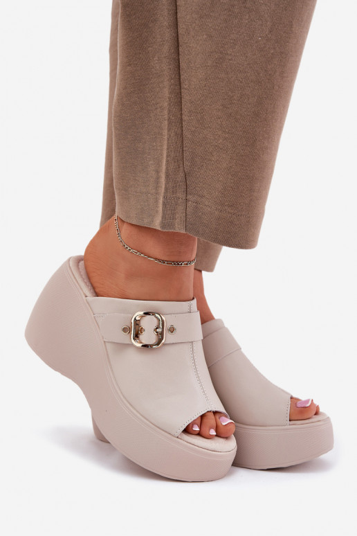 Čibas no dabīgas ādas Sieviešu ar platformu I Koturnie ar sprādzēm S.Barski LR51-542 smilšu krāsas