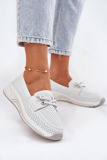 Āda apavi Izgatavota no dabīgas ādas ar platformu Artiker 56C2101 baltas krāsas