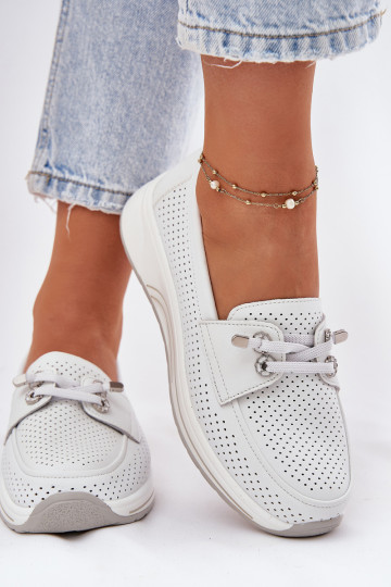 Āda apavi Izgatavota no dabīgas ādas ar platformu Artiker 56C2101 baltas krāsas 2