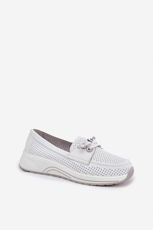 Āda apavi Izgatavota no dabīgas ādas ar platformu Artiker 56C2101 baltas krāsas