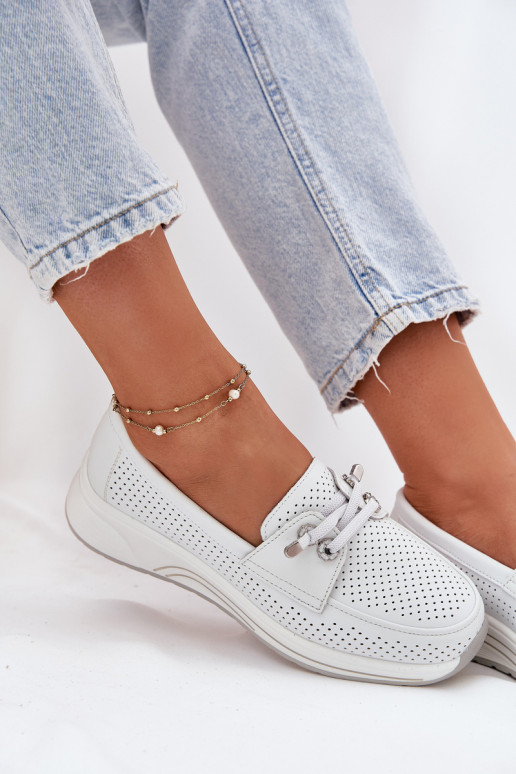 Āda apavi Izgatavota no dabīgas ādas ar platformu Artiker 56C2101 baltas krāsas