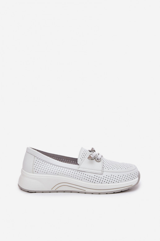 Āda apavi Izgatavota no dabīgas ādas ar platformu Artiker 56C2101 baltas krāsas