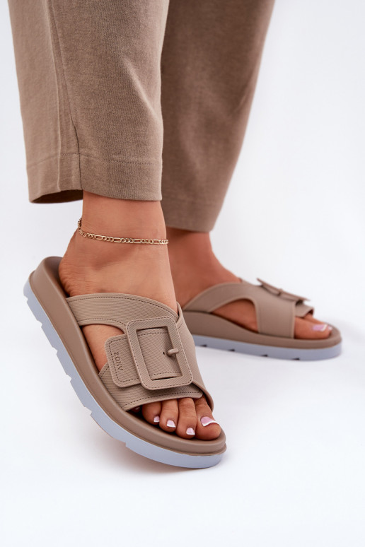 Smaržīgs sieviešu čības dekorēti ar sprādzēm ZAXY RR285076 smilšu krāsas