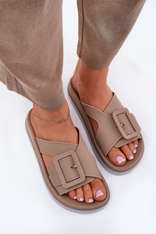 Smaržīgs sieviešu čības dekorēti ar sprādzēm ZAXY RR285076 smilšu krāsas