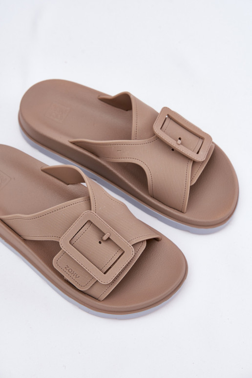 Smaržīgs sieviešu čības dekorēti ar sprādzēm ZAXY RR285076 smilšu krāsas