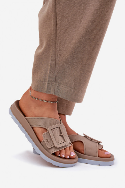 Smaržīgs sieviešu čības dekorēti ar sprādzēm ZAXY RR285076 smilšu krāsas