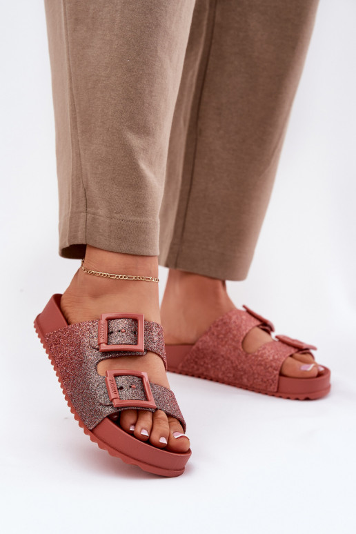 Smaržīgs sieviešu čības ar mirdzumu I ar sprādzēmmi ZAXY RR285025 rozā krāsa