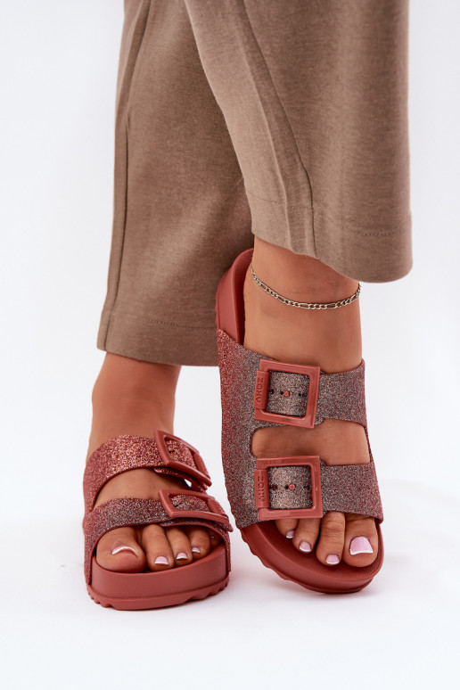 Smaržīgs sieviešu čības ar mirdzumu I ar sprādzēmmi ZAXY RR285025 rozā krāsa