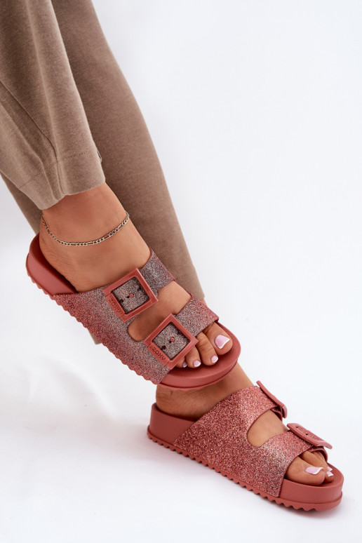 Smaržīgs sieviešu čības ar mirdzumu I ar sprādzēmmi ZAXY RR285025 rozā krāsa