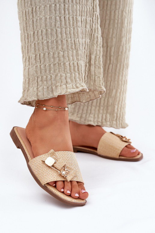 sieviešu čības ar platiem papēžiem ar bantītēm smilšu krāsas Sallariela