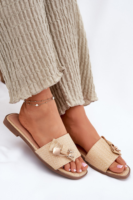 sieviešu čības ar platiem papēžiem ar bantītēm smilšu krāsas Sallariela