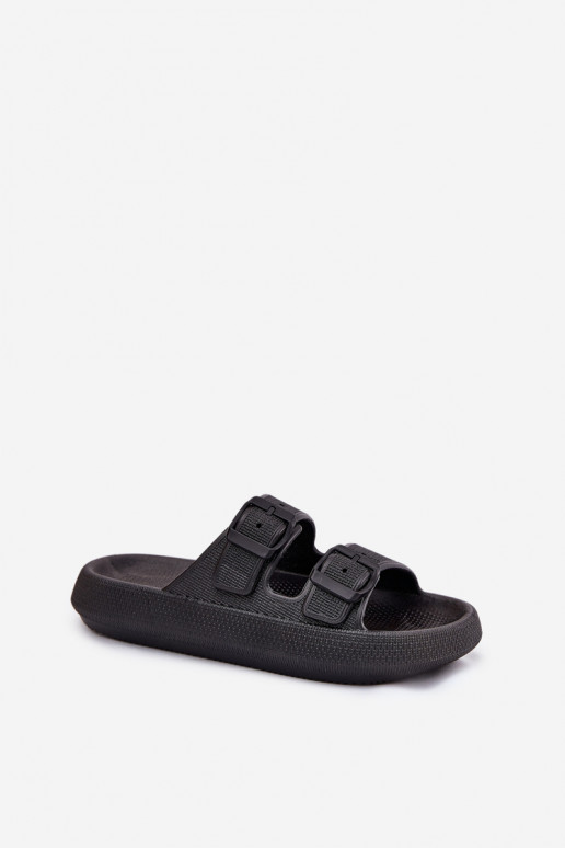 sieviešu čības ar platformu ar sprādzēm melnas krāsas Nitiana