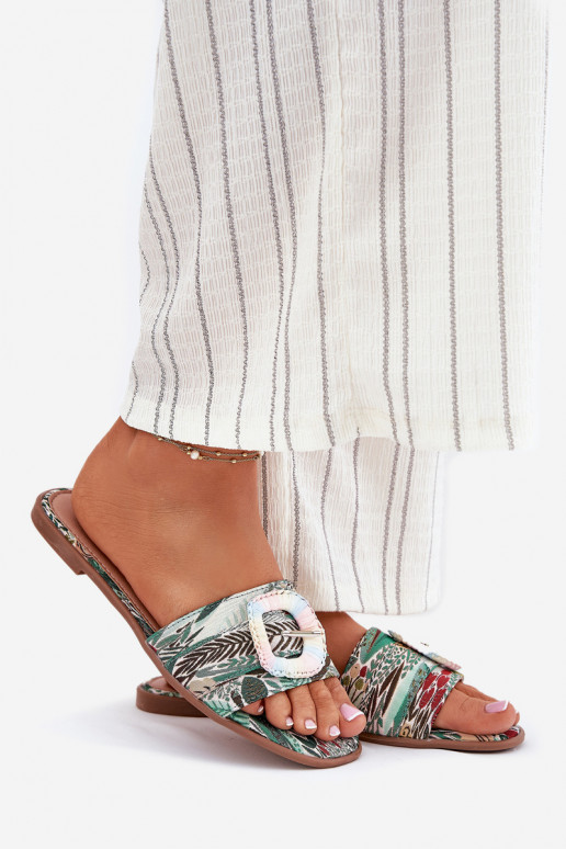 zempapēžu sieviešu čības dekorēti ar sprādzēm Dažādu krāsu Clariola