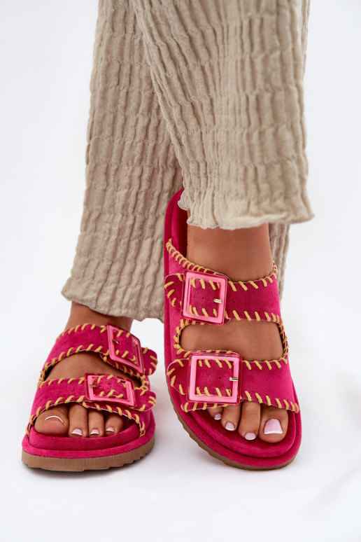 sieviešu čības ar sprādzēm I Ozdobnym Obszyciem rozā krāsas Visley