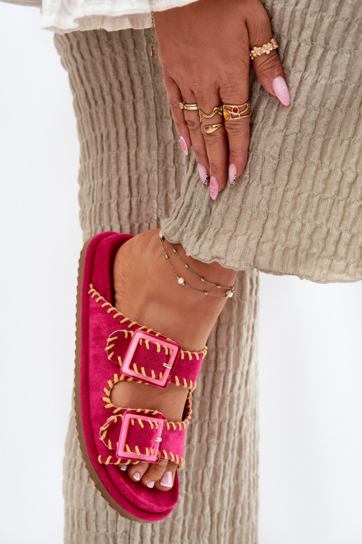 sieviešu čības ar sprādzēm I Ozdobnym Obszyciem rozā krāsas Visley