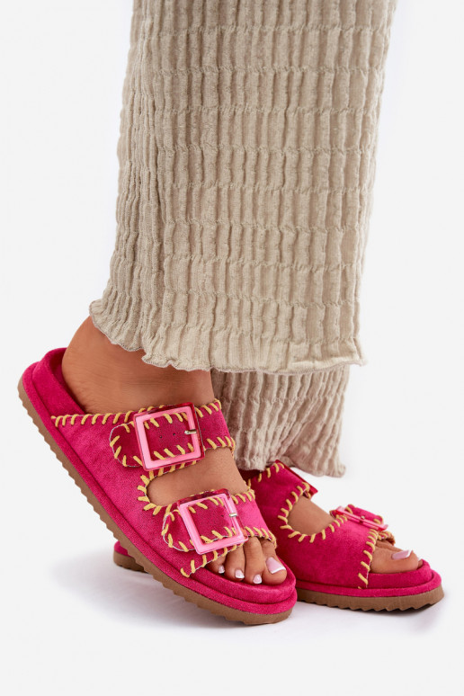 sieviešu čības ar sprādzēm I Ozdobnym Obszyciem rozā krāsas Visley