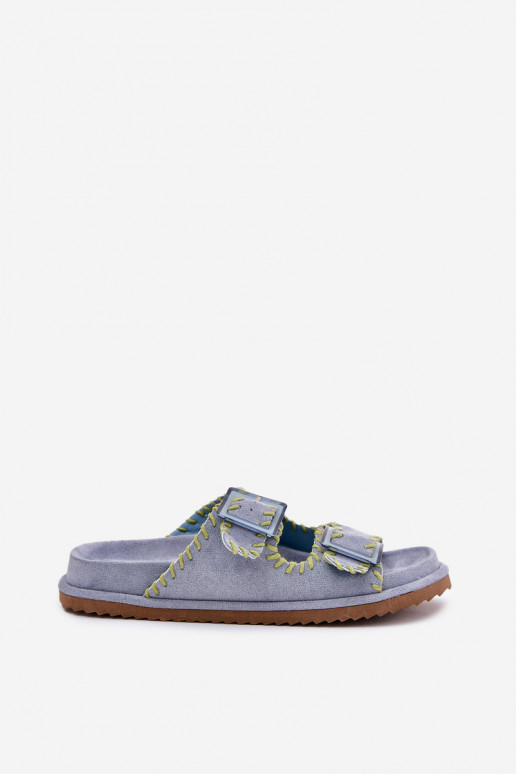 sieviešu čības ar sprādzēm I Ozdobnym Obszyciem Zilas krāsas Visley