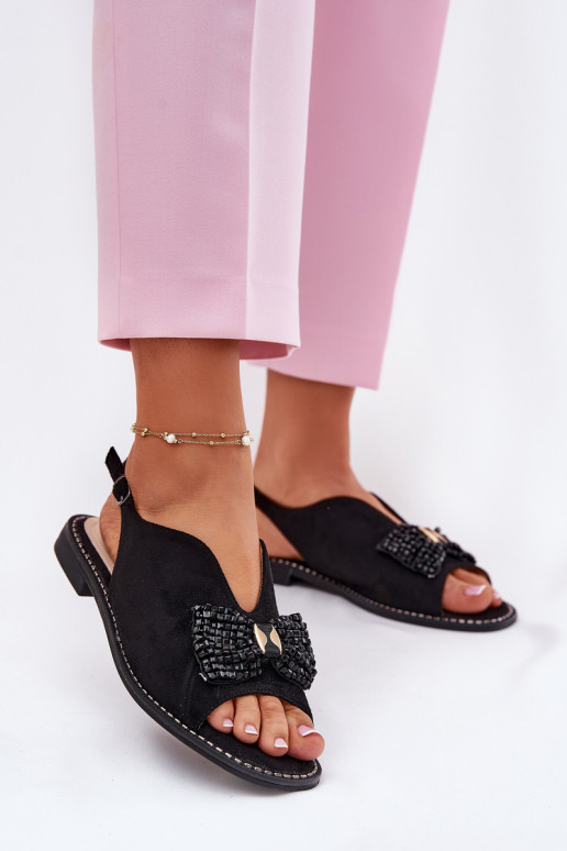 Sieviešu basenes ar bantītēm ar platiem papēžiem S.Barski KV51-014 melnas krāsas Sieviešu basenes ar bantītēm ar platiem papēžiem S.Barski KV51-014 melnas krāsas