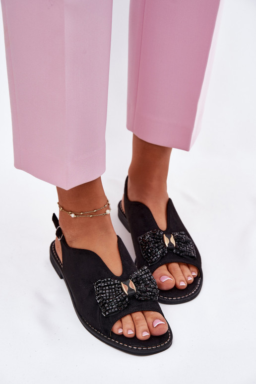 Sieviešu basenes ar bantītēm ar platiem papēžiem S.Barski KV51-014 melnas krāsas Sieviešu basenes ar bantītēm ar platiem papēžiem S.Barski KV51-014 melnas krāsas