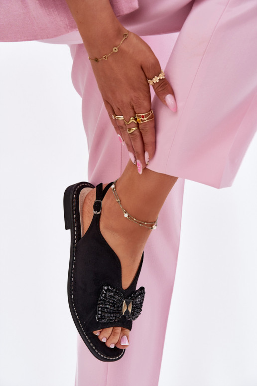 Sieviešu basenes ar bantītēm ar platiem papēžiem S.Barski KV51-014 melnas krāsas Sieviešu basenes ar bantītēm ar platiem papēžiem S.Barski KV51-014 melnas krāsas