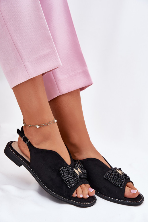 Sieviešu basenes ar bantītēm ar platiem papēžiem S.Barski KV51-014 melnas krāsas Sieviešu basenes ar bantītēm ar platiem papēžiem S.Barski KV51-014 melnas krāsas