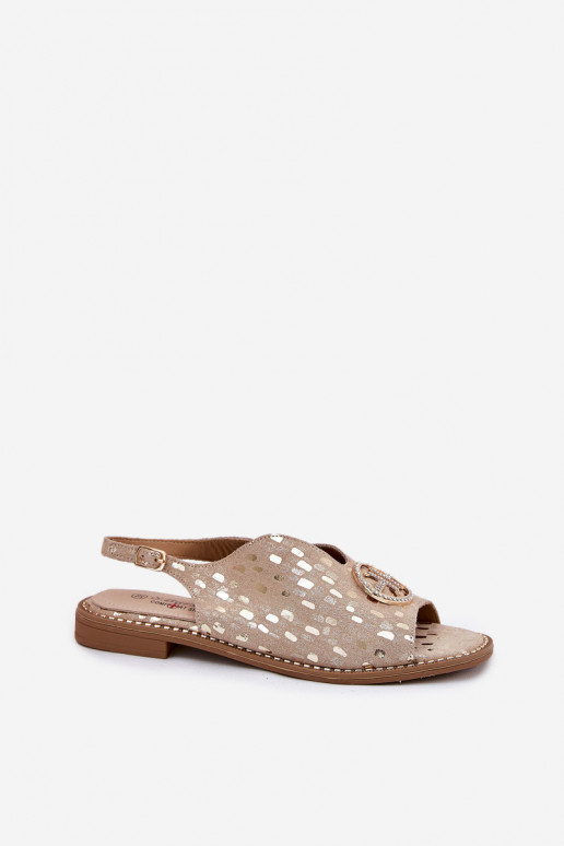 Sieviešu basenes ar platiem papēžiem ar ornamentiem S.Barski KV51-094 Zelta krāsas