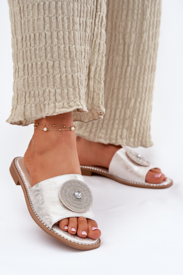 sieviešu čības ar platiem papēžiem ar ornamentiem S.Barski KV51-013 Sudraba krāsas