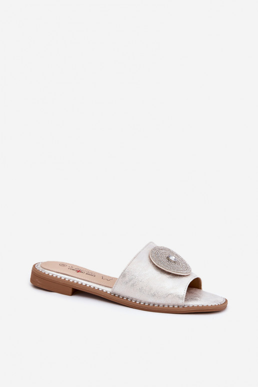 sieviešu čības ar platiem papēžiem ar ornamentiem S.Barski KV51-013 Sudraba krāsas