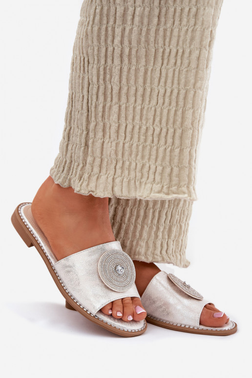 sieviešu čības ar platiem papēžiem ar ornamentiem S.Barski KV51-013 Sudraba krāsas